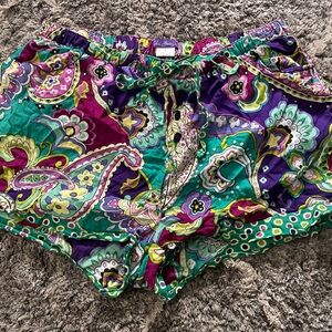 Vera Bradley Purple Green Paisley Cotton Shorts Size Large
